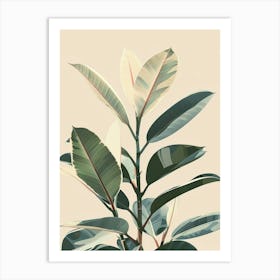 Rubber Plant Minimalist Illustration 2 Art Print