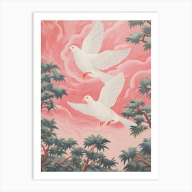 Vintage Japanese Inspired Bird Print Cowbird 3 Art Print