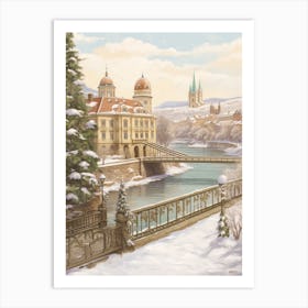 Vintage Winter Illustration Budapest Hungary 6 Art Print