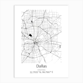 Dallas,United States Minimalist Map Art Print