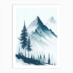 Mountain And Forest In Minimalist Watercolor Vertical Composition 280 Art Print