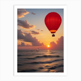 Balloon Flight Over The Ocean 1 Art Print