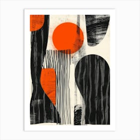 Abstract Black And Orange 1 Art Print