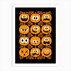 Funny Pumpkins Emojis - Halloween Art Print