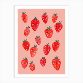Happy Fruit Sweet Strawberries Art Print