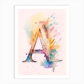 A, Letter, Alphabet Storybook Watercolour 2 Art Print