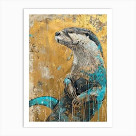 Otter Gold Effect Collage 1 Art Print