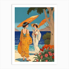 Two Women On The Beach Art Print