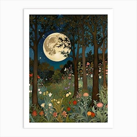 William Morris Moonlight In The Forest 121 Art Print