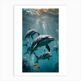 Dolphins In The Ocean Art Print