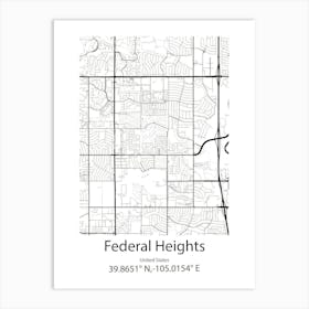 Federal Heights,United States Minimalist Map Art Print