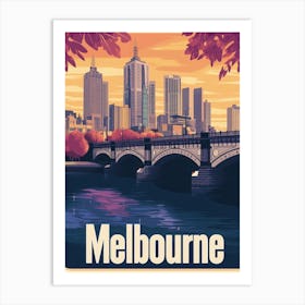 Aihrgdesign A Retro Travel Poster For Melbourne Featuring The Cac98e4a 56f6 42b0 B50c 64c267869954 0 Art Print