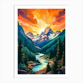 North Cascades National Park Retro Pop Art 5 Art Print