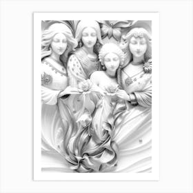 Fantasy Three Women Art Print