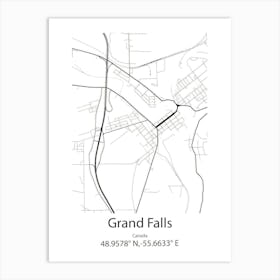 Grand Falls,Canada Minimalist Map Art Print