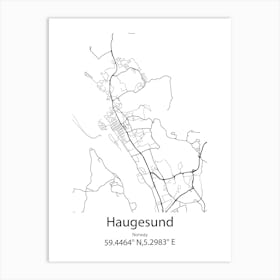 Haugesund,Norway Minimalist Map Art Print