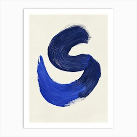 S - Blue Brush Stroke Art Print