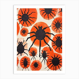 Spider, Woodblock Animal  Drawing 1 Art Print