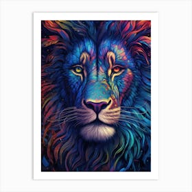 Neon Lion Art Print