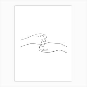 One Line Drawing Of Hands Art Print