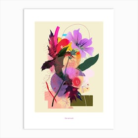 Geranium 3 Neon Flower Collage Poster Art Print