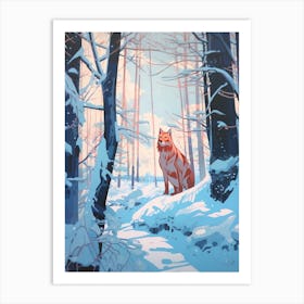 Winter Red Wolf 2 Illustration Art Print