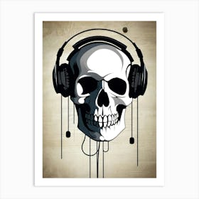 Skull With Headphones 112 Art Print