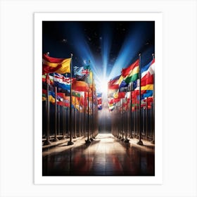 A Monumental Assembly Of Global Country Flags Arranged In A Harmonious Panorama Of Unity And Divers (3) Art Print