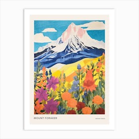 Mount Foraker United States 1 Colourful Mountain Illustration Poster Art Print