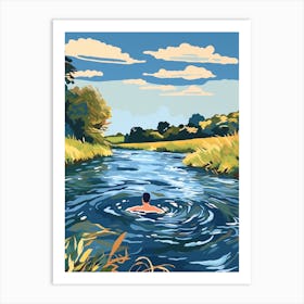 Wild Swimming At River Great Ouse Bedfordshire 1 Art Print