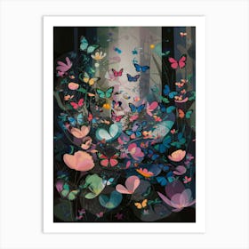 Butterflies in a Forest Montage IV Art Print