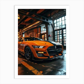 Orange Ford Mustang Gt 1 Art Print