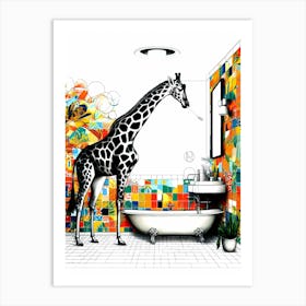 Giraffe Brushing Its Teeth V 1 1 Art Print