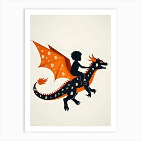 Child Riding A Dragon Art Print