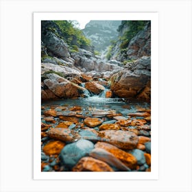 Rocky Stream In The Mountains Art Print