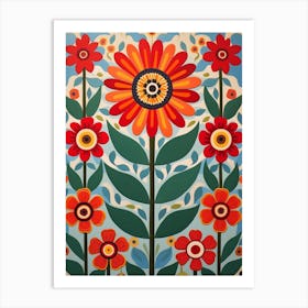 Flower Motif Painting Zinnia 2 Art Print