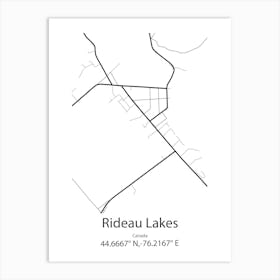 Rideau Lakes,Canada Minimalist Map Art Print