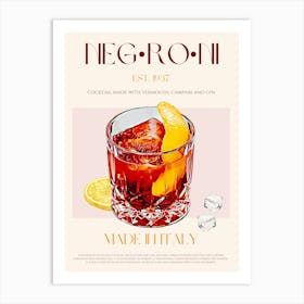 Negroni Cocktail Mid Century Art Print