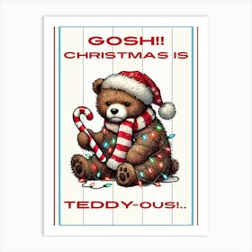 Funny Holiday Bear Art Print