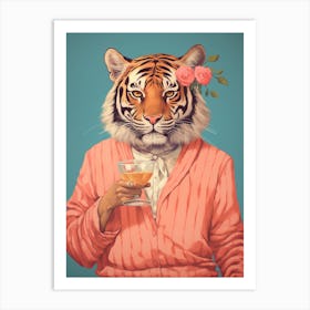 Tiger Illustrations Wearing A Cocktail Jacket 3 Art Print