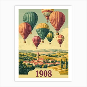 Aihrgdesign A Vintage Travel Poster Of A 1908 Hot Air Balloon 2be945be 01f1 42ac 8150 D8681e98479c 0 Art Print