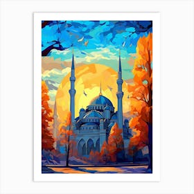 Blue Mosque Sultan Ahmed Mosque Pixel Art 10 Art Print