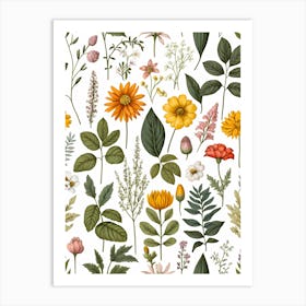 Wild Flowers Seamless Pattern 1 Art Print