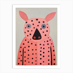Pink Polka Dot Pig Art Print