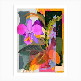 Impatiens 2 Neon Flower Collage Art Print