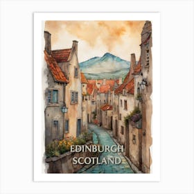 Edinburgh Scotland City Vintage Painting (5) Art Print