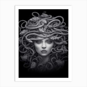 Medusa, Greek Mythology B&W Drawing 2 Art Print