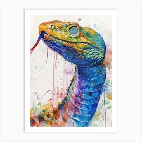 Cobra Colourful Watercolour 3 Art Print
