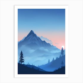 Misty Mountains Vertical Composition In Blue Tone 69 Art Print