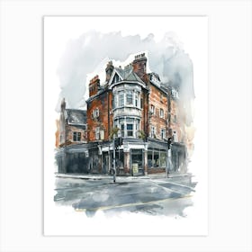 Croydon London Borough   Street Watercolour 3 Art Print